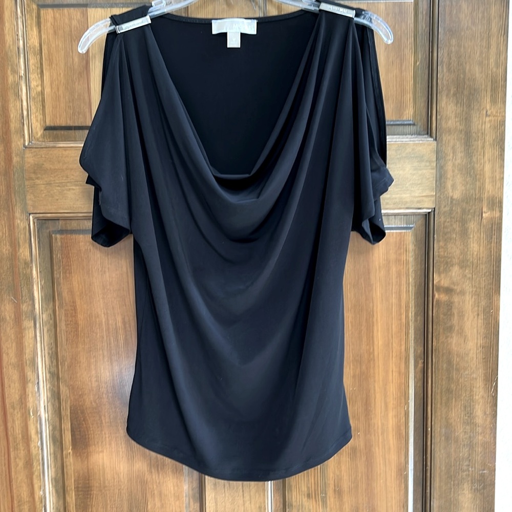 Michael Kors Cold Shoulder Black Blouse - M